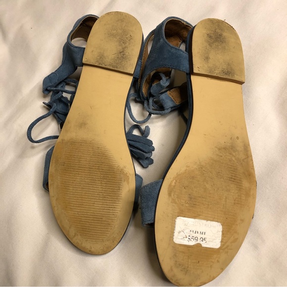 Steve Madden Elivait leather blue suede gladiator flats sandals - Picture 5 of 8